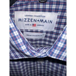 Mizzen + Main Leeward Shirt Mens M Medium Standard Fit Blue Pink Plaid Performan